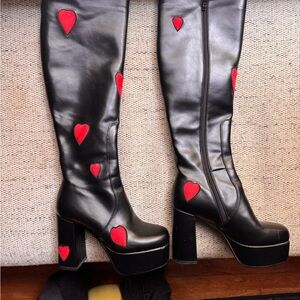 La Moda Knee High heart boots
